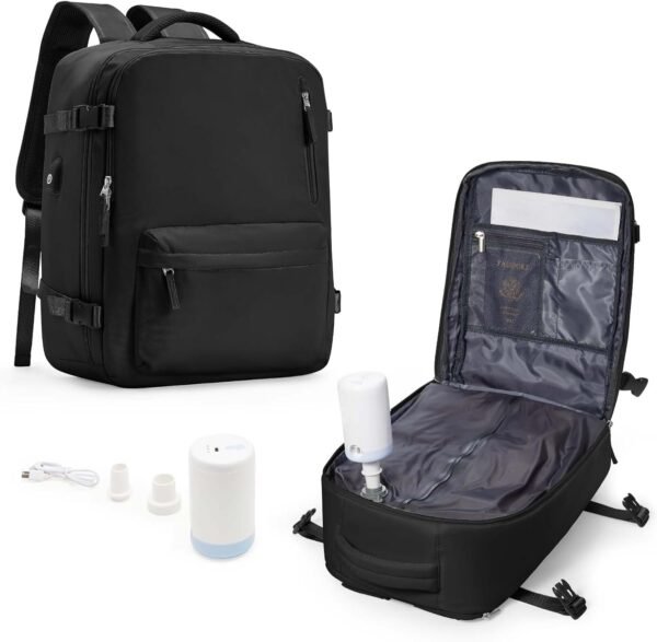 Compression Travel Backpack with Air Pump, Waterproof, Carry-On Friendly