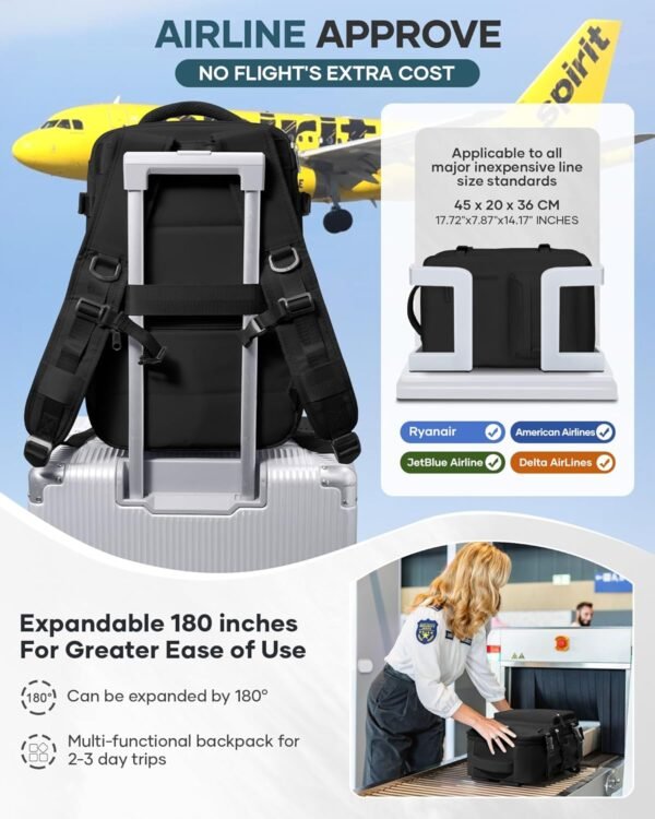 Compression Travel Backpack with Air Pump, Waterproof, Carry-On Friendly - Image 5