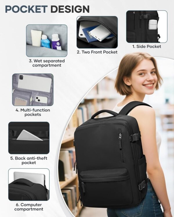 Compression Travel Backpack with Air Pump, Waterproof, Carry-On Friendly - Image 7
