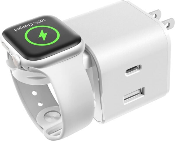 36W Foldable Fast Charger with Built-in Watch Charger and Dual Ports