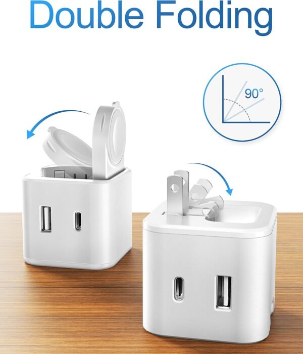 36W Foldable Fast Charger with Built-in Watch Charger and Dual Ports - Image 2