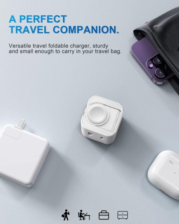 36W Foldable Fast Charger with Built-in Watch Charger and Dual Ports - Image 5