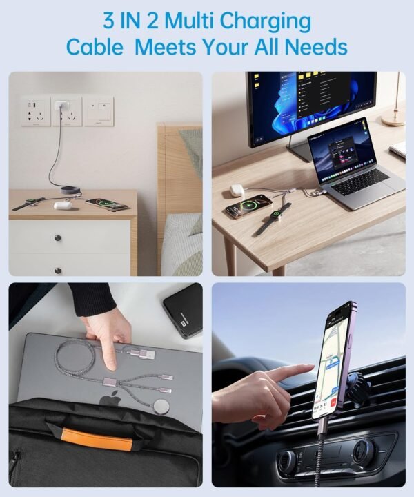 3-in-2 USB-C Fast Charging Cable for Phone and Smartwatch - Image 8