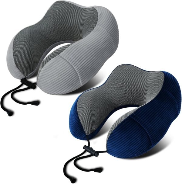 2-Pack Memory Foam Travel Neck Pillows – Soft, Supportive for Travel