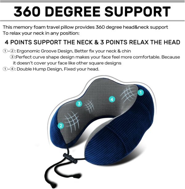 2-Pack Memory Foam Travel Neck Pillows – Soft, Supportive for Travel - Image 2