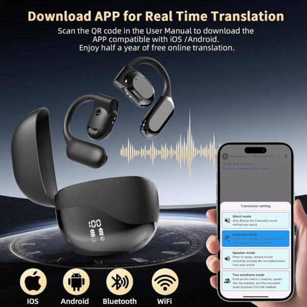 AI Real-Time Translator Earbuds with App – 144 Language Support - Image 2