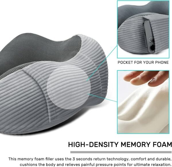 2-Pack Memory Foam Travel Neck Pillows – Soft, Supportive for Travel - Image 4