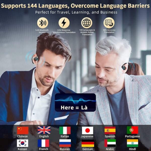 AI Real-Time Translator Earbuds with App – 144 Language Support - Image 3