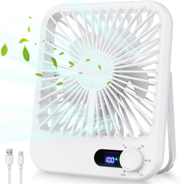 Portable Rechargeable Travel Fan – 6.8” Mini Fan with 100 Speeds