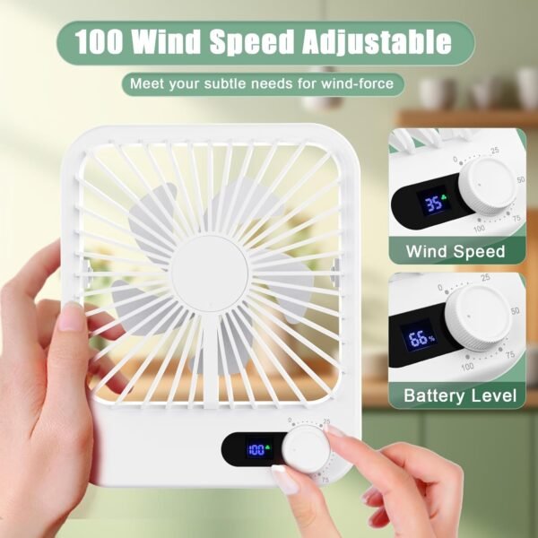 Portable Rechargeable Travel Fan – 6.8” Mini Fan with 100 Speeds - Image 2